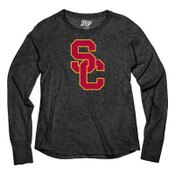 USC Trojans Women's Black SC Interlock Tri-Blend Long Sleeve T-Shirt